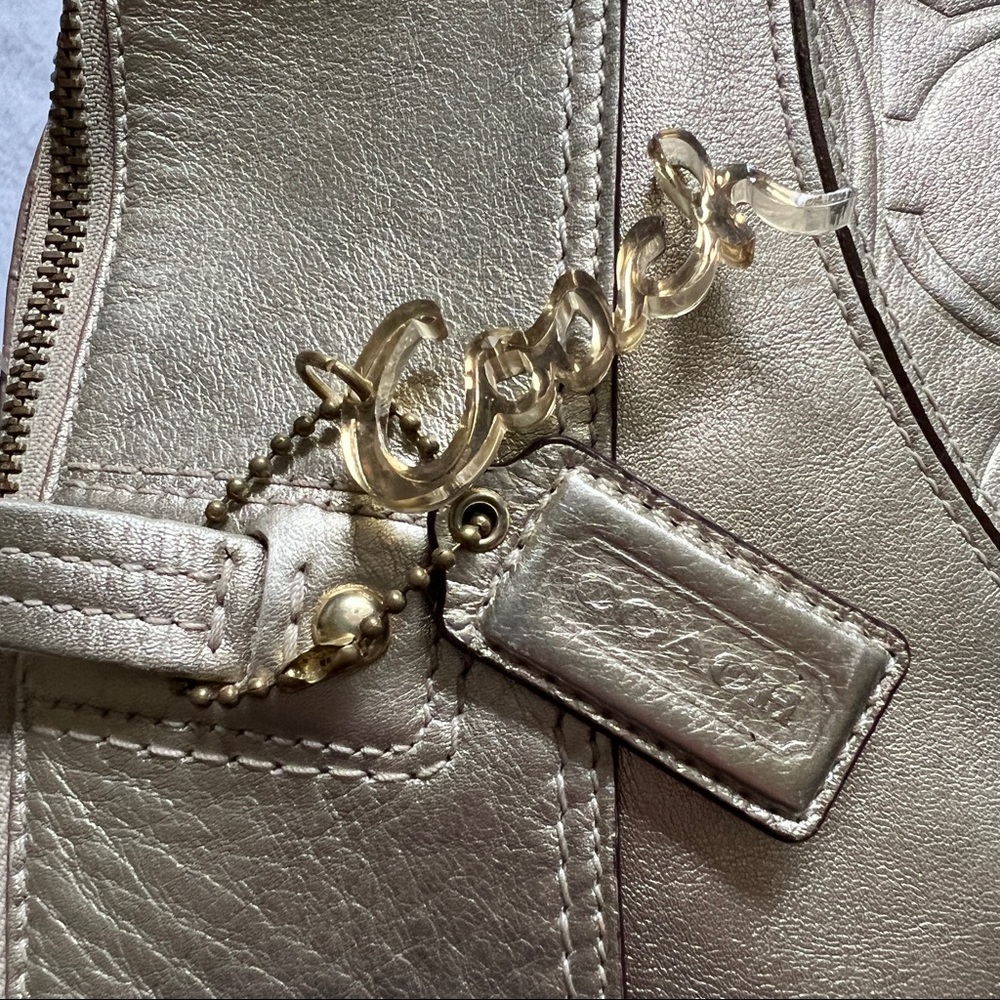 Coach Gold Leather Laura Embossed C Tote Bag - Picture 7 of 15